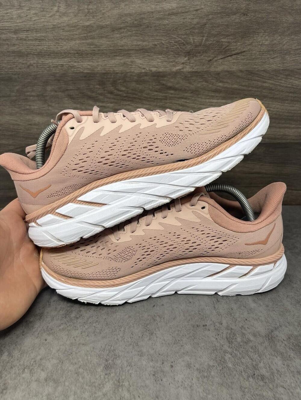 HOKA Clifton 7 Sneakers Womens Size 10 Misty Rose Pink Running Athletic Trainer - Picture 6 of 11